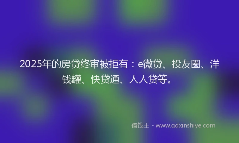 2025年的房贷终审被拒有：e微贷、投友圈、洋钱罐、快贷通、人人贷等。