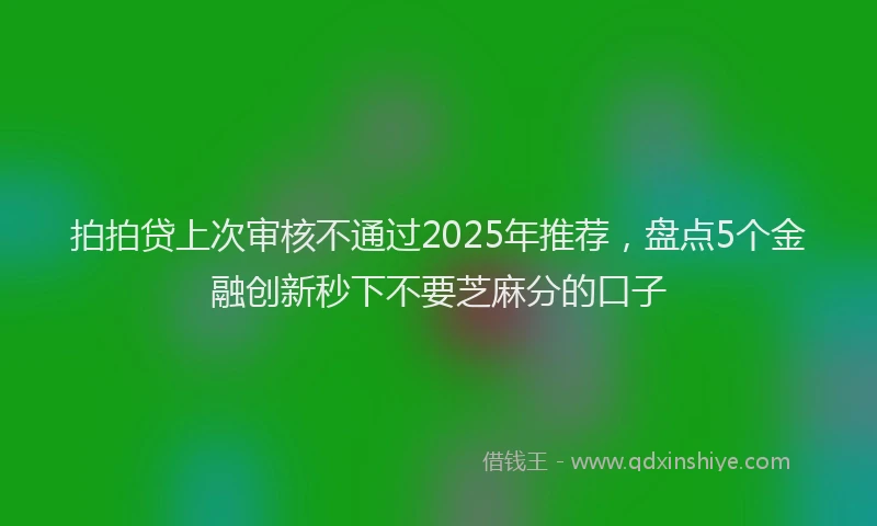 拍拍贷上次审核不通过2025年推荐，盘点5个金融创新秒下不要芝麻分的口子