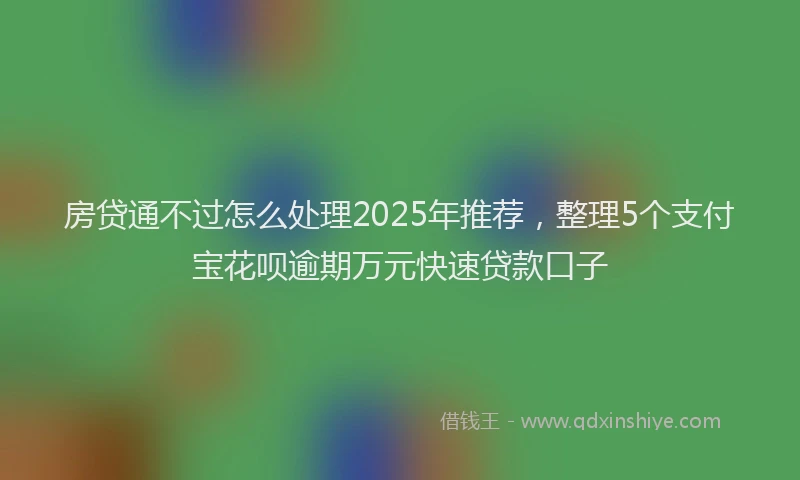 房贷通不过怎么处理2025年推荐，整理5个支付宝花呗逾期万元快速贷款口子