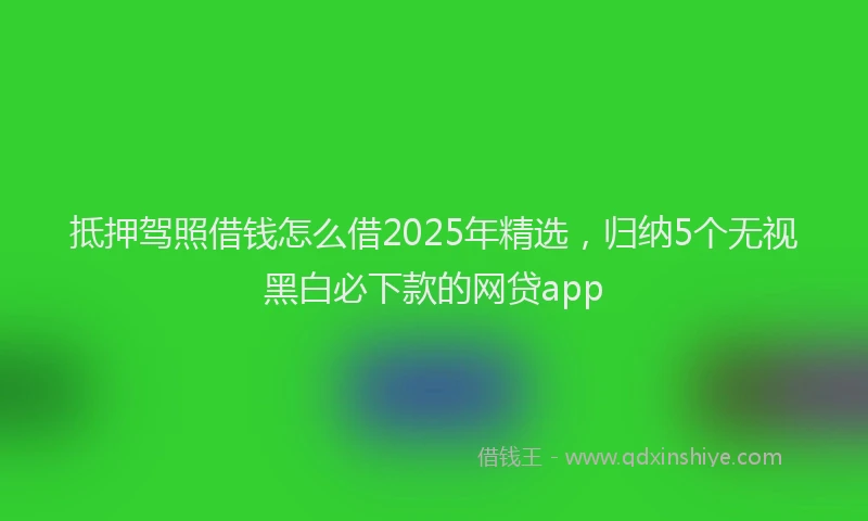 抵押驾照借钱怎么借2025年精选，归纳5个无视黑白必下款的网贷app