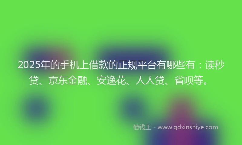 2025年的手机上借款的正规平台有哪些有：读秒贷、京东金融、安逸花、人人贷、省呗等。