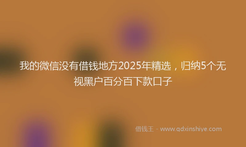 我的微信没有借钱地方2025年精选，归纳5个无视黑户百分百下款口子