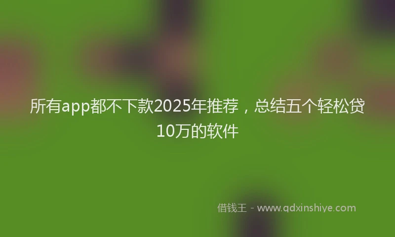 所有app都不下款2025年推荐，总结五个轻松贷10万的软件