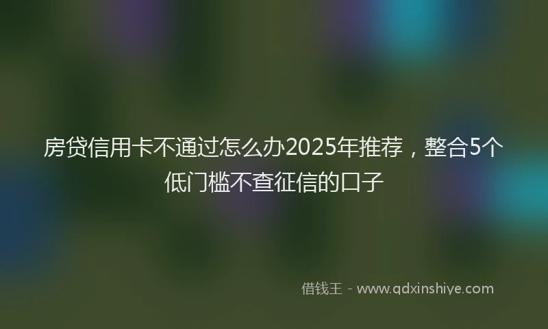 房贷信用卡不通过怎么办2025年推荐，整合5个低门槛不查征信的口子