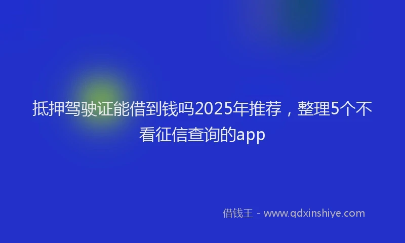 抵押驾驶证能借到钱吗2025年推荐，整理5个不看征信查询的app