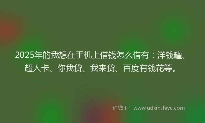 2025年的我想在手机上借钱怎么借有：洋钱罐、超人卡、你我贷、我来贷、百度有钱花等。