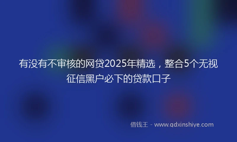 有没有不审核的网贷2025年精选，整合5个无视征信黑户必下的贷款口子