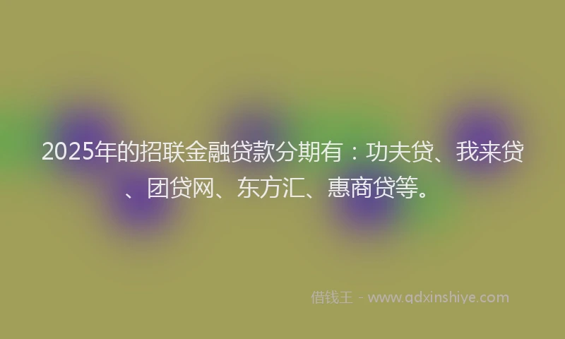 2025年的招联金融贷款分期有：功夫贷、我来贷、团贷网、东方汇、惠商贷等。