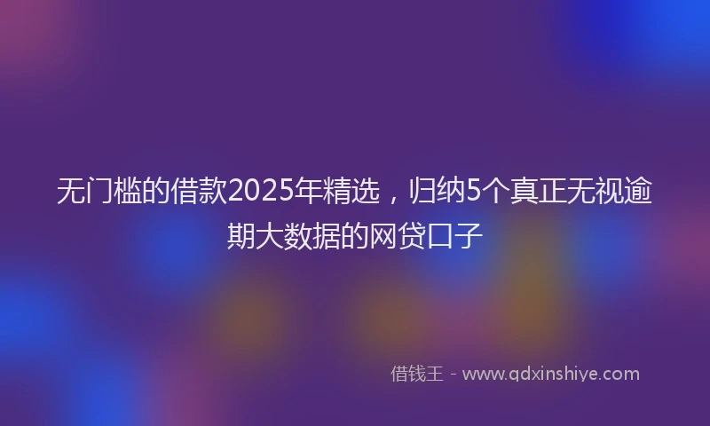无门槛的借款2025年精选，归纳5个真正无视逾期大数据的网贷口子