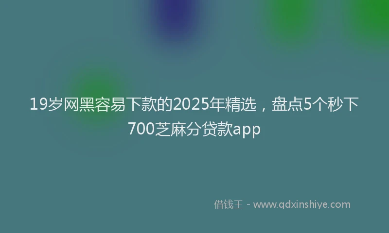 19岁网黑容易下款的2025年精选，盘点5个秒下700芝麻分贷款app