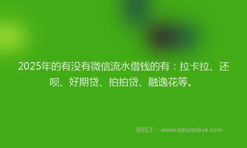 2025年的有没有微信流水借钱的有：拉卡拉、还呗、好期贷、拍拍贷、融逸花等。
