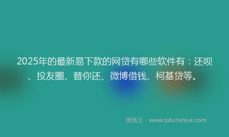 2025年的最新易下款的网贷有哪些软件有：还呗、投友圈、替你还、微博借钱、柯基贷等。