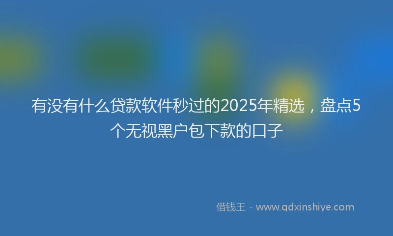 有没有什么贷款软件秒过的2025年精选，盘点5个无视黑户包下款的口子