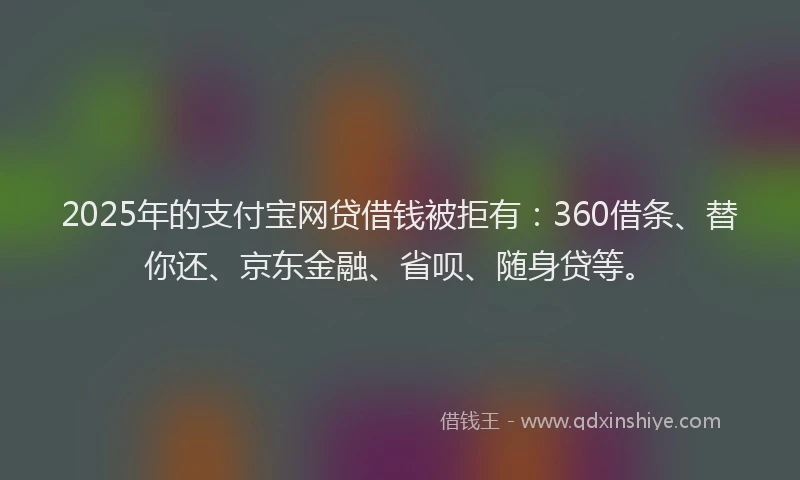 2025年的支付宝网贷借钱被拒有：360借条、替你还、京东金融、省呗、随身贷等。