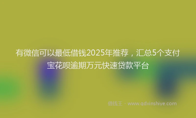 有微信可以最低借钱2025年推荐，汇总5个支付宝花呗逾期万元快速贷款平台