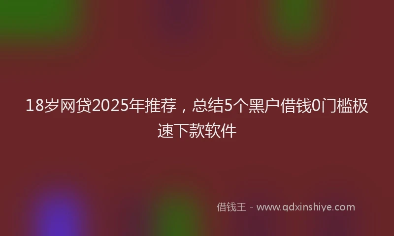 18岁网贷2025年推荐，总结5个黑户借钱0门槛极速下款软件
