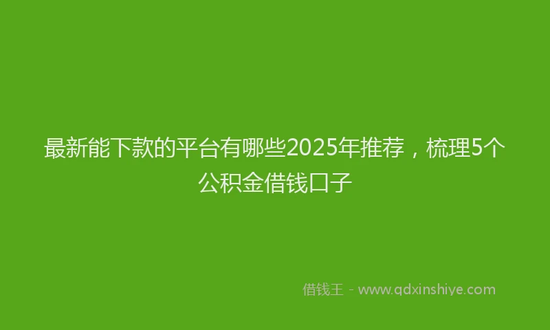 最新能下款的平台有哪些2025年推荐，梳理5个公积金借钱口子