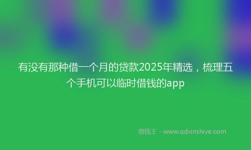 有没有那种借一个月的贷款2025年精选，梳理五个手机可以临时借钱的app