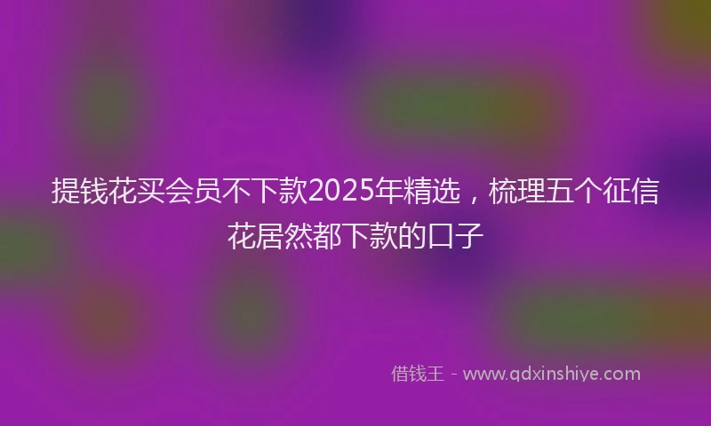提钱花买会员不下款2025年精选，梳理五个征信花居然都下款的口子
