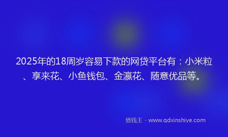 2025年的18周岁容易下款的网贷平台有：小米粒、享来花、小鱼钱包、金瀛花、随意优品等。