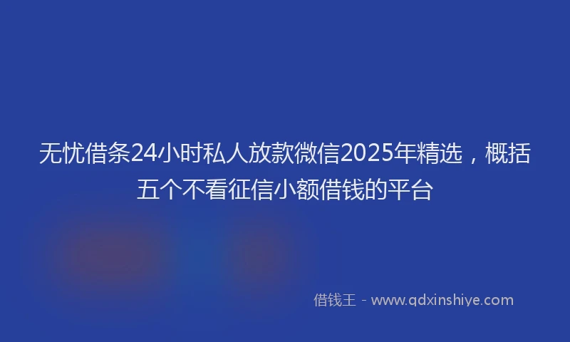 无忧借条24小时私人放款微信2025年精选，概括五个不看征信小额借钱的平台