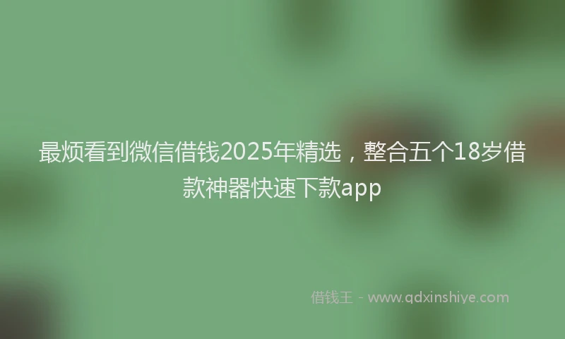 最烦看到微信借钱2025年精选，整合五个18岁借款神器快速下款app