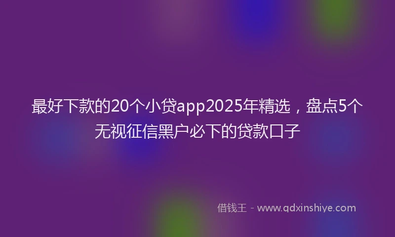 最好下款的20个小贷app2025年精选，盘点5个无视征信黑户必下的贷款口子