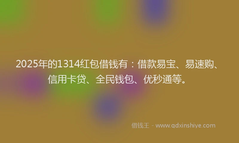 2025年的1314红包借钱有：借款易宝、易速购、信用卡贷、全民钱包、优秒通等。