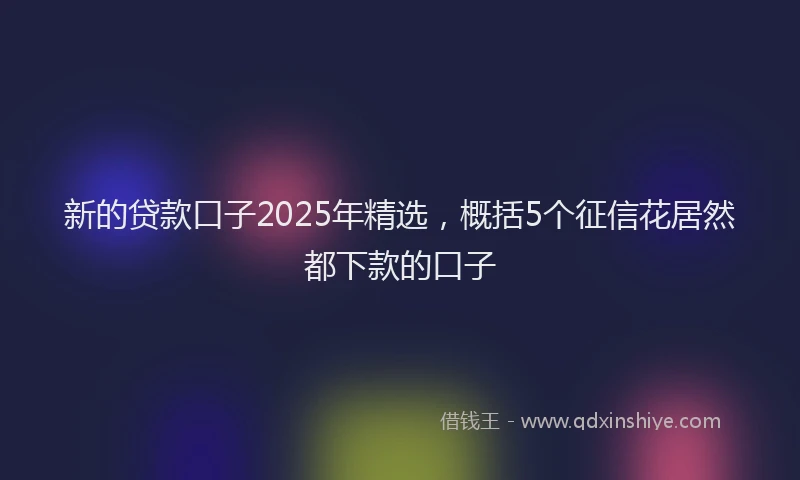 新的贷款口子2025年精选，概括5个征信花居然都下款的口子
