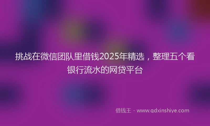 挑战在微信团队里借钱2025年精选，整理五个看银行流水的网贷平台