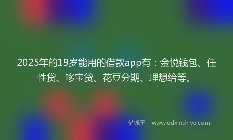2025年的19岁能用的借款app有:金悦钱包、任性贷、哆宝贷、花豆分期、理想给等。
