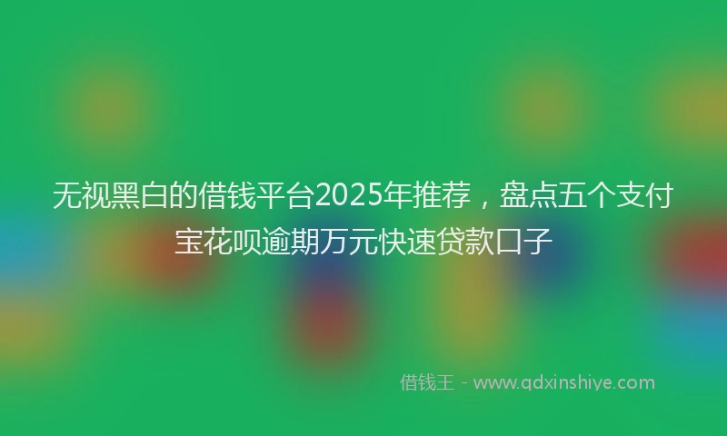 无视黑白的借钱平台2025年推荐，盘点五个支付宝花呗逾期万元快速贷款口子