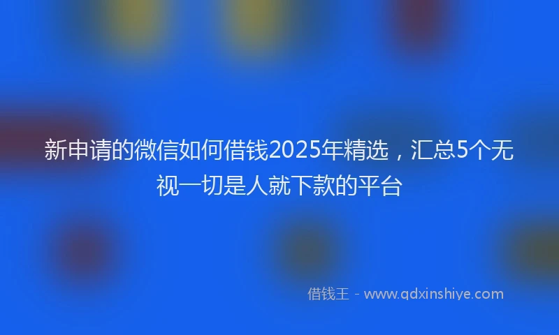 新申请的微信如何借钱2025年精选，汇总5个无视一切是人就下款的平台
