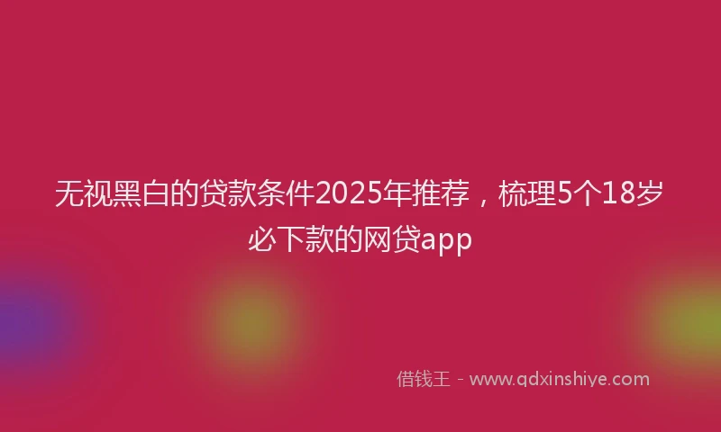 无视黑白的贷款条件2025年推荐，梳理5个18岁必下款的网贷app