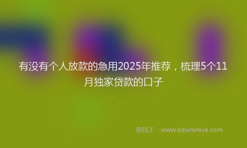 有没有个人放款的急用2025年推荐，梳理5个11月独家贷款的口子