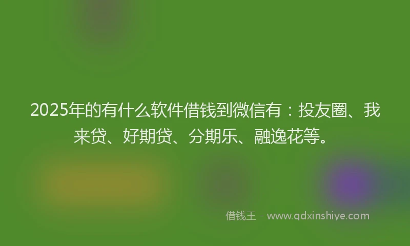 2025年的有什么软件借钱到微信有：投友圈、我来贷、好期贷、分期乐、融逸花等。