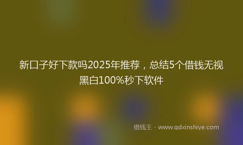 新口子好下款吗2025年推荐，总结5个借钱无视黑白100%秒下软件