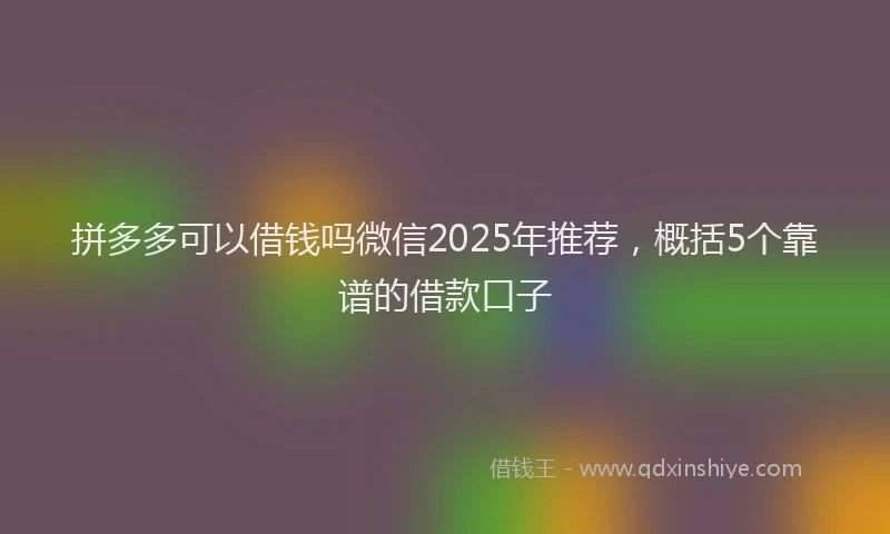 拼多多可以借钱吗微信2025年推荐，概括5个靠谱的借款口子