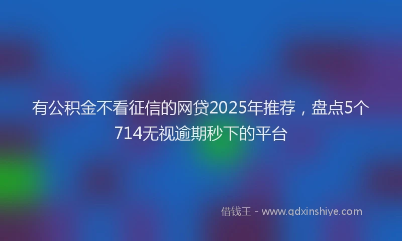 有公积金不看征信的网贷2025年推荐，盘点5个714无视逾期秒下的平台