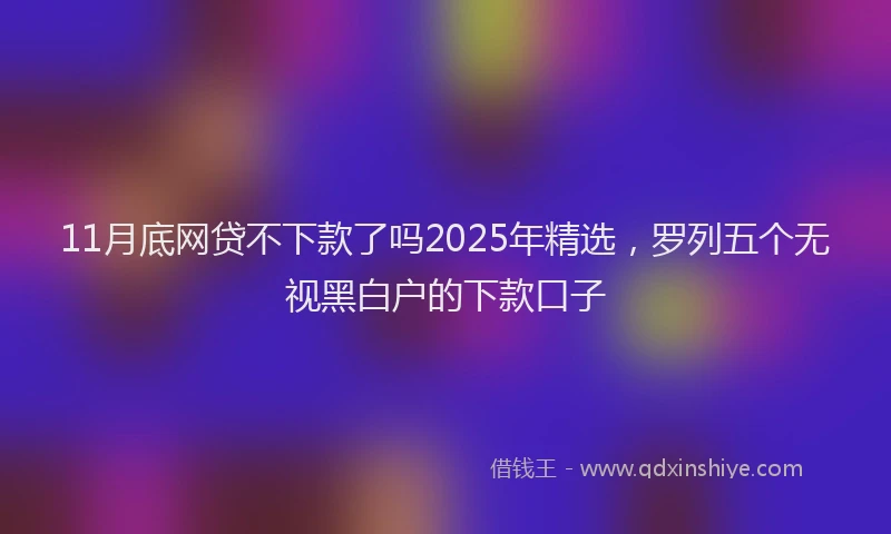 11月底网贷不下款了吗2025年精选，罗列五个无视黑白户的下款口子