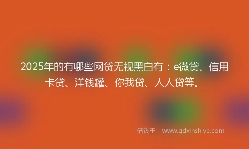 2025年的有哪些网贷无视黑白有：e微贷、信用卡贷、洋钱罐、你我贷、人人贷等。
