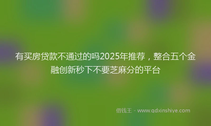 有买房贷款不通过的吗2025年推荐，整合五个金融创新秒下不要芝麻分的平台