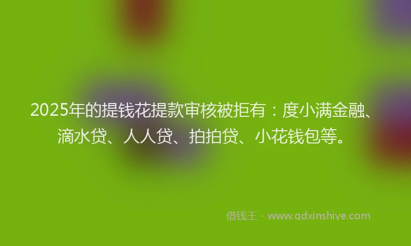 2025年的提钱花提款审核被拒有：度小满金融、滴水贷、人人贷、拍拍贷、小花钱包等。