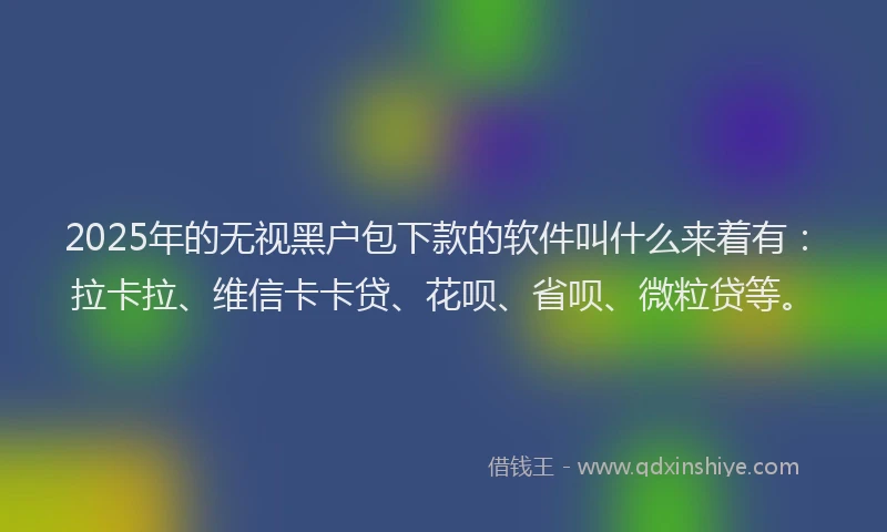 2025年的无视黑户包下款的软件叫什么来着有：拉卡拉、维信卡卡贷、花呗、省呗、微粒贷等。
