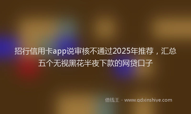 招行信用卡app说审核不通过2025年推荐，汇总五个无视黑花半夜下款的网贷口子