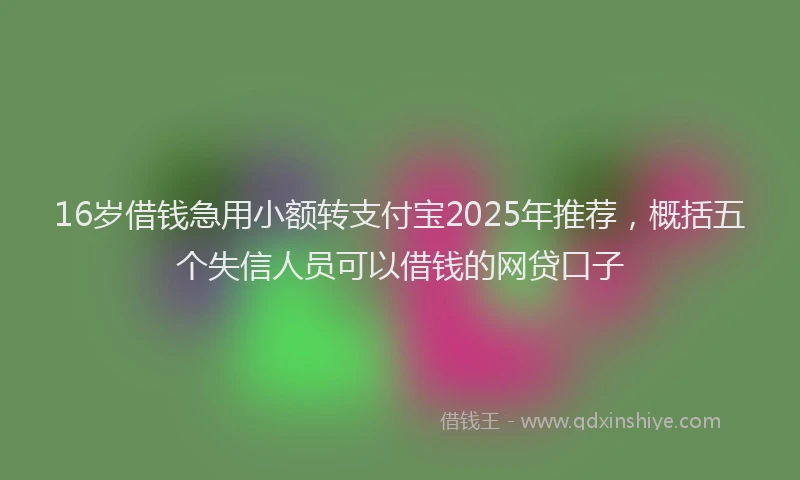 16岁借钱急用小额转支付宝2025年推荐，概括五个失信人员可以借钱的网贷口子