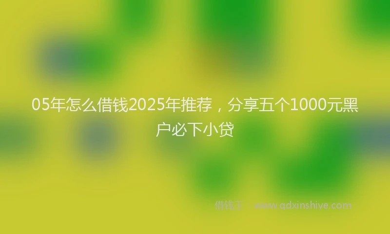 05年怎么借钱2025年推荐，分享五个1000元黑户必下小贷