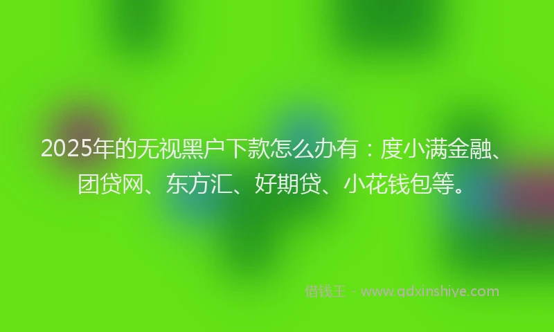2025年的无视黑户下款怎么办有：度小满金融、团贷网、东方汇、好期贷、小花钱包等。