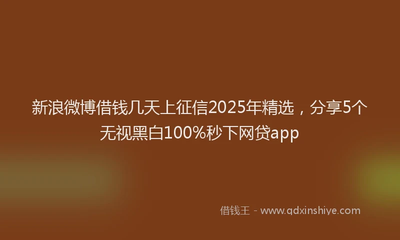新浪微博借钱几天上征信2025年精选，分享5个无视黑白100%秒下网贷app