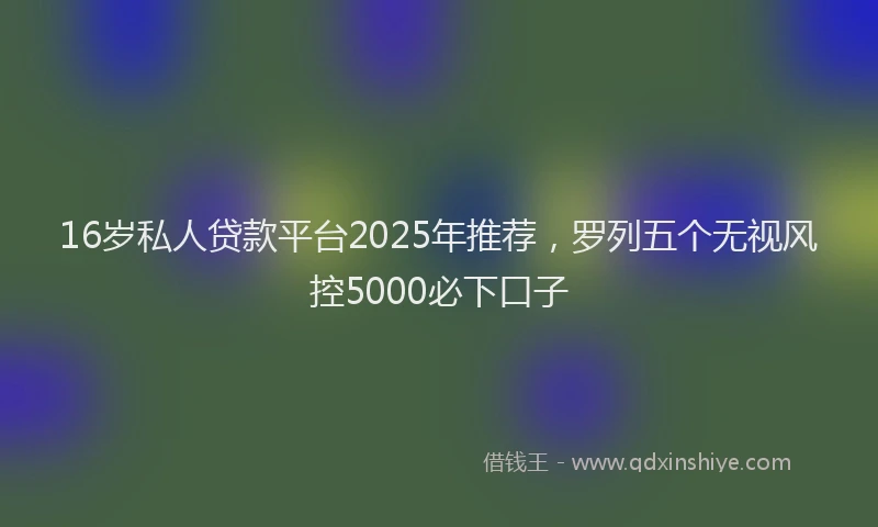 16岁私人贷款平台2025年推荐，罗列五个无视风控5000必下口子